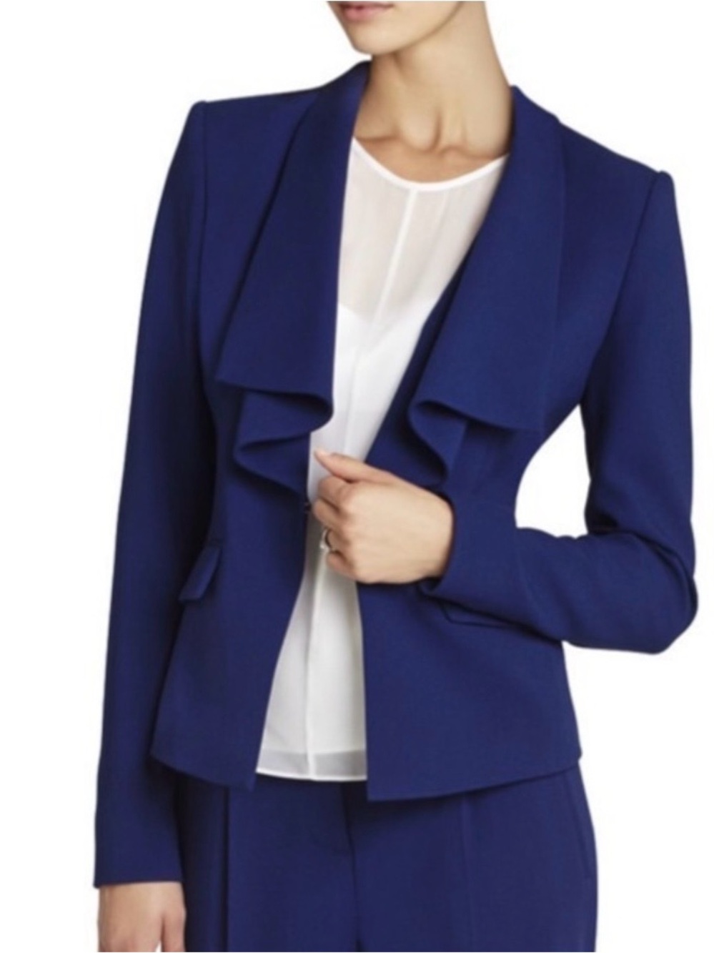 BCBG MAXAZRIA Kelvin Blue Draped Blazer Size S